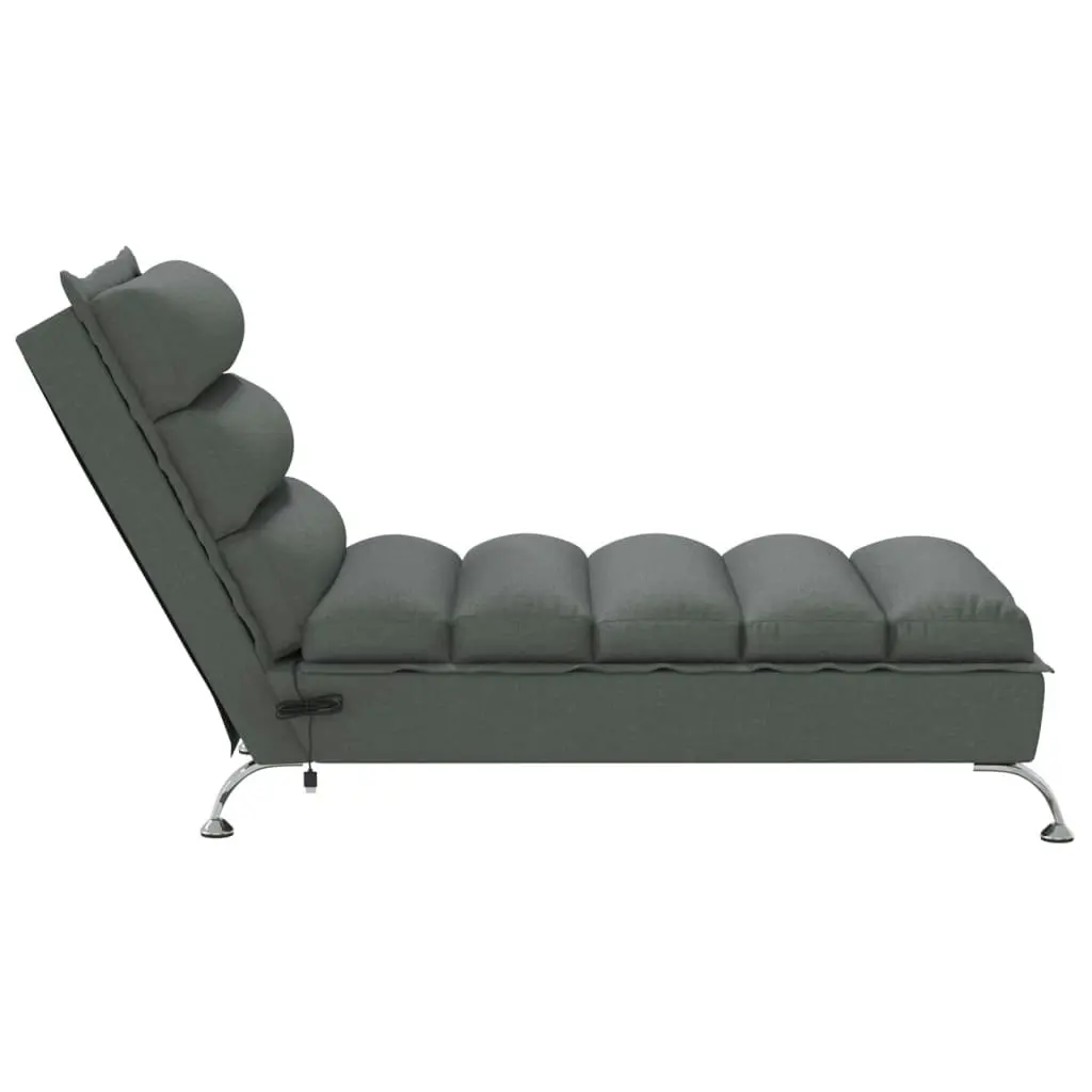 Massage Chaise Lounge with Cushions Dark Grey Fabric 379476