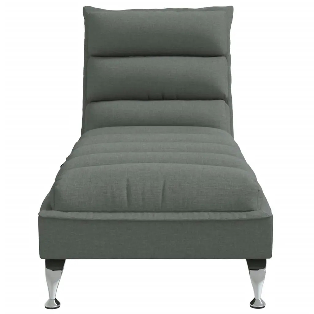 Massage Chaise Lounge with Cushions Dark Grey Fabric 379476