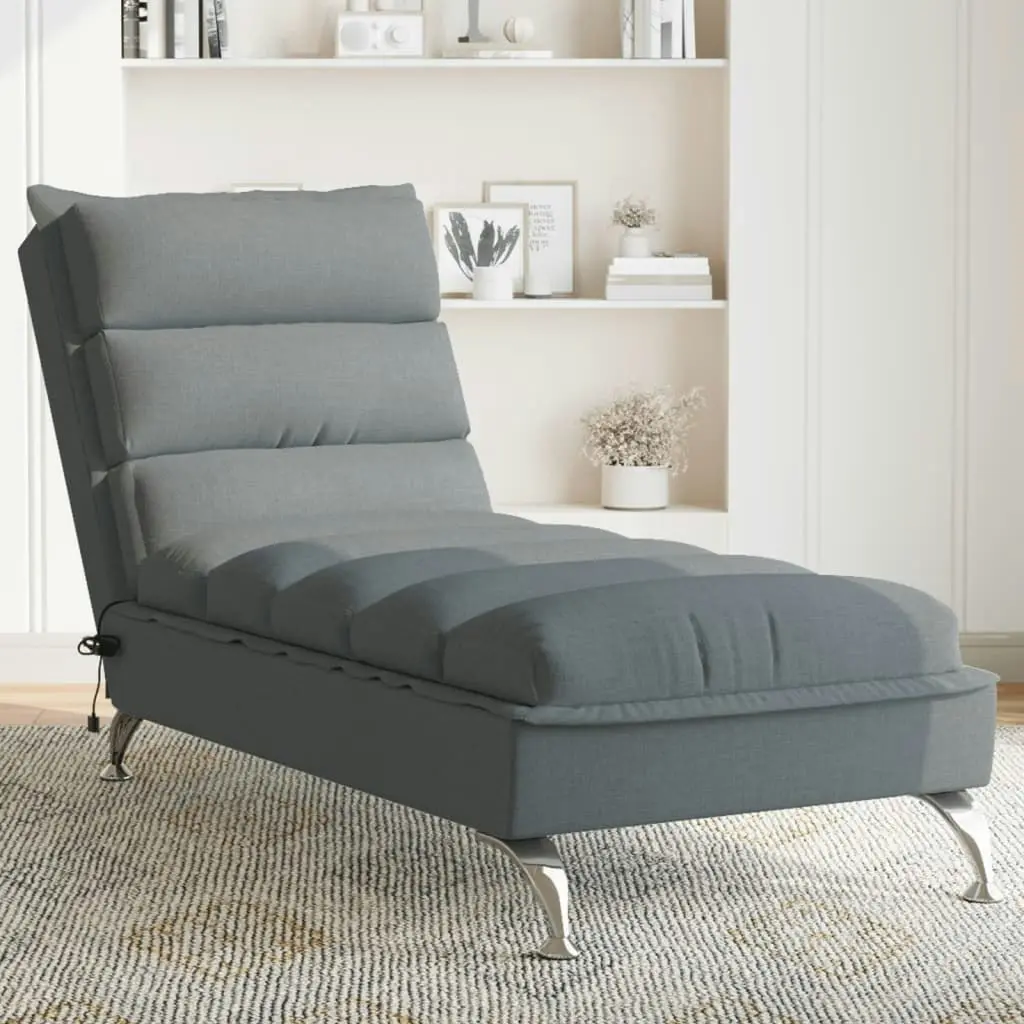 Massage Chaise Lounge with Cushions Dark Grey Fabric 379476