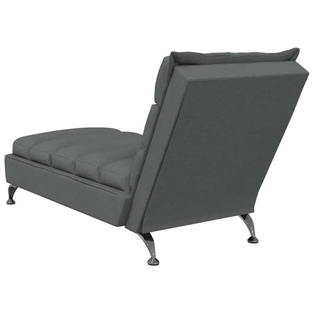 Massage Chaise Lounge with Cushions Dark Grey Fabric 379476