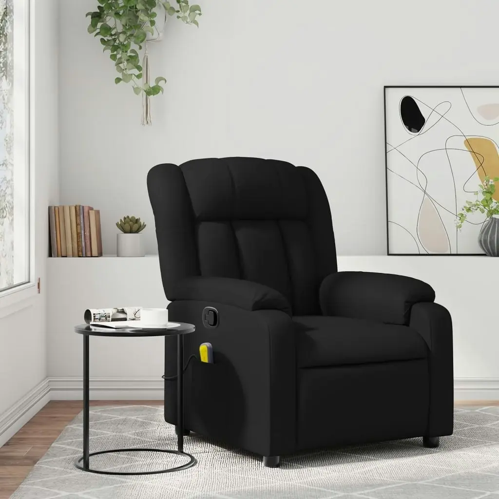 Massage Recliner Chair Black Faux Leather 3205764