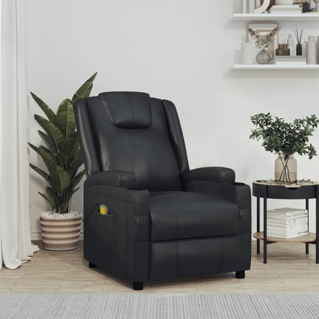 Massage Chair Black Faux Leather 342712