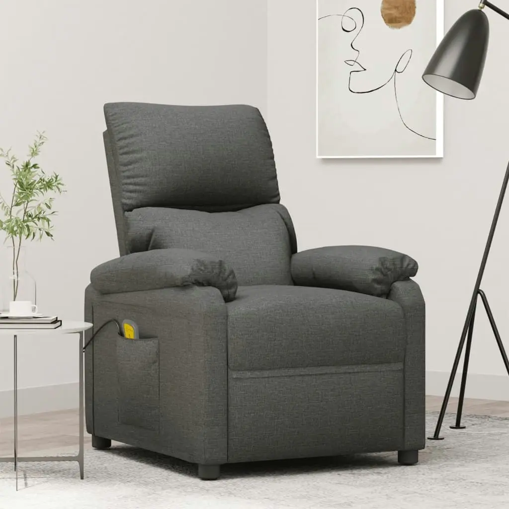 Massage Chair Dark Grey Fabric 348470