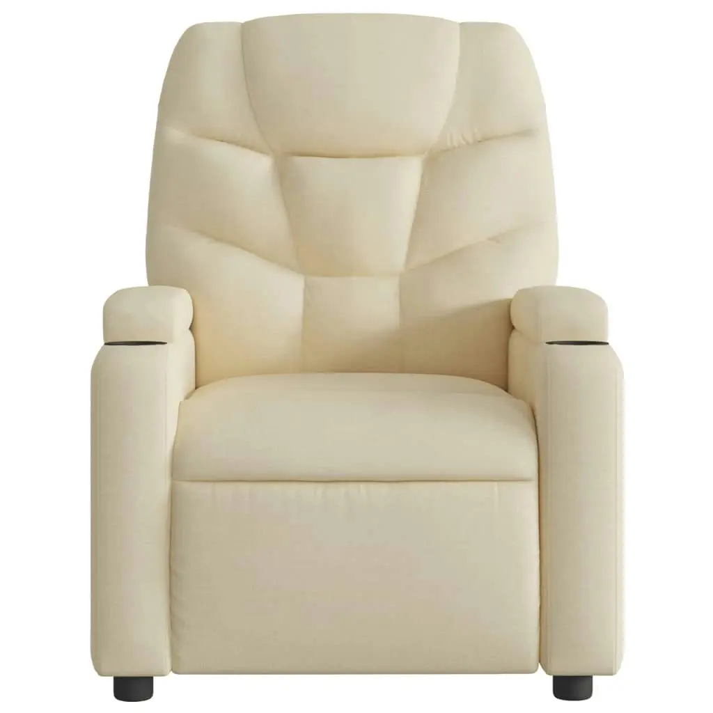 Massage Recliner Chair Cream Fabric 372462