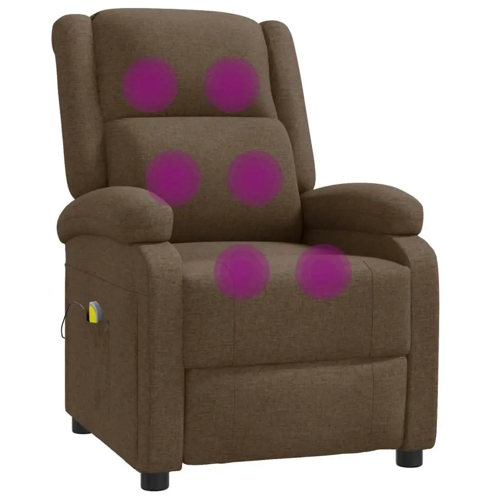 Massage Chair Brown Fabric 348449