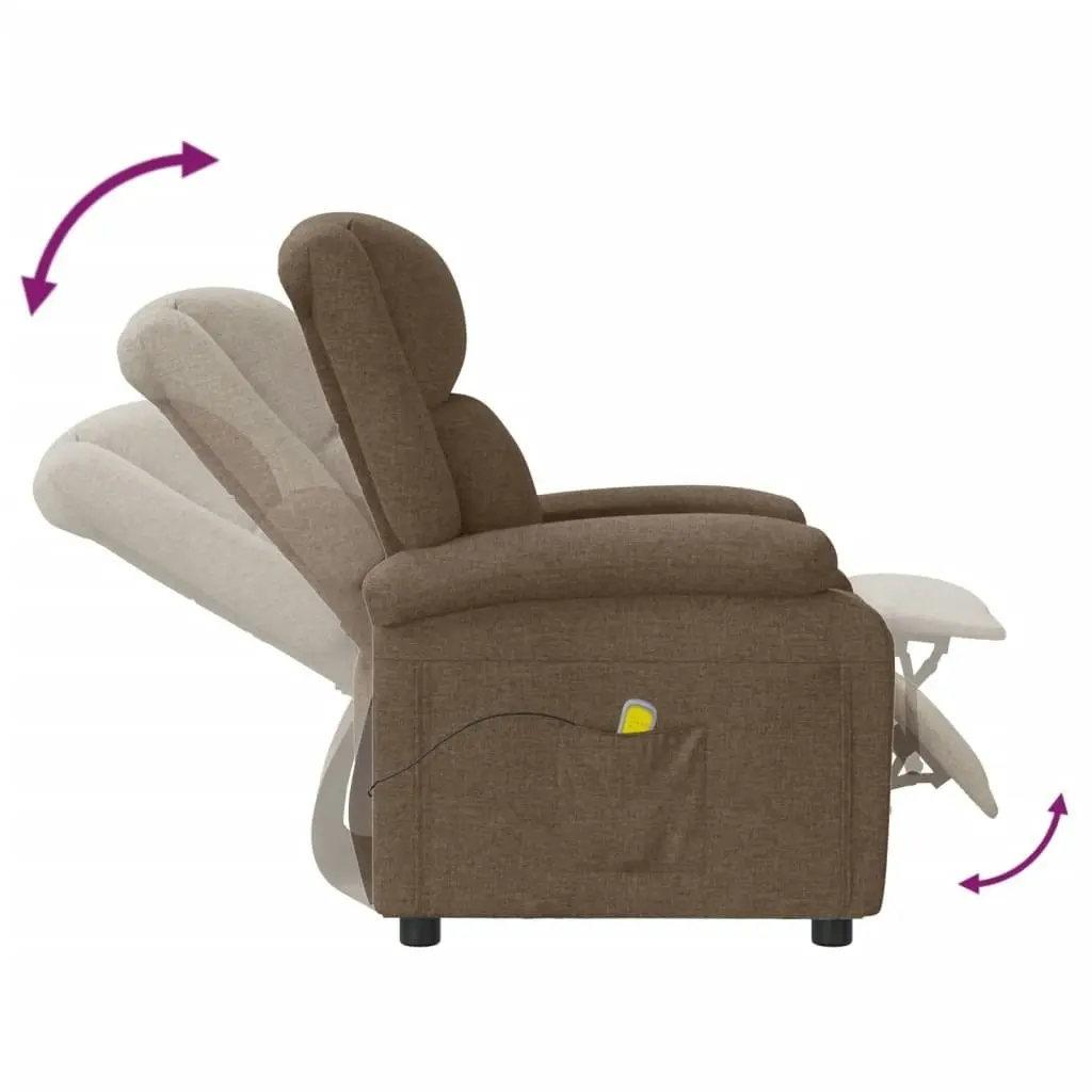 Massage Chair Brown Fabric 348449