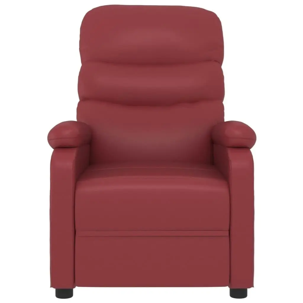 Massage Chair Wine Red Faux Leather 342697