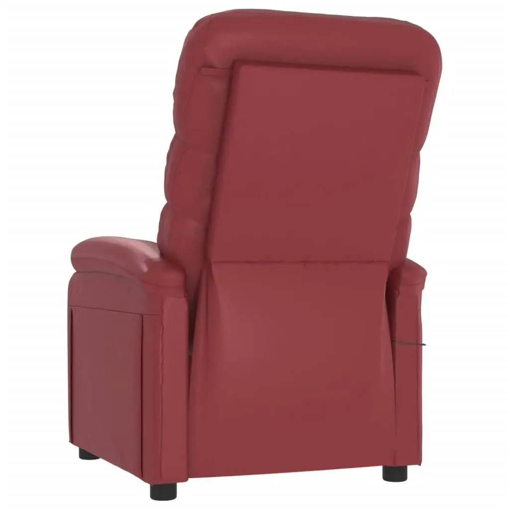 Massage Chair Wine Red Faux Leather 342697