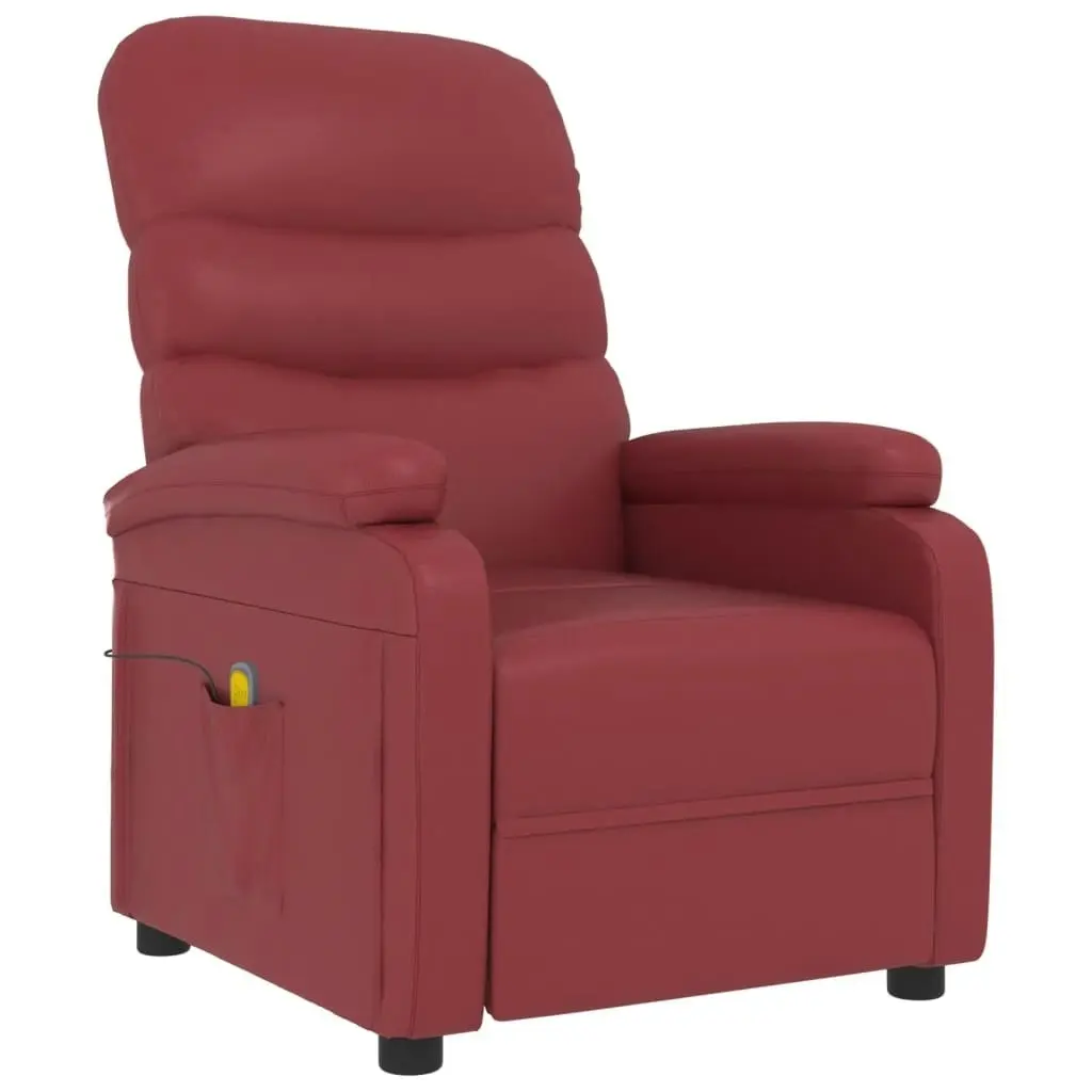 Massage Chair Wine Red Faux Leather 342697