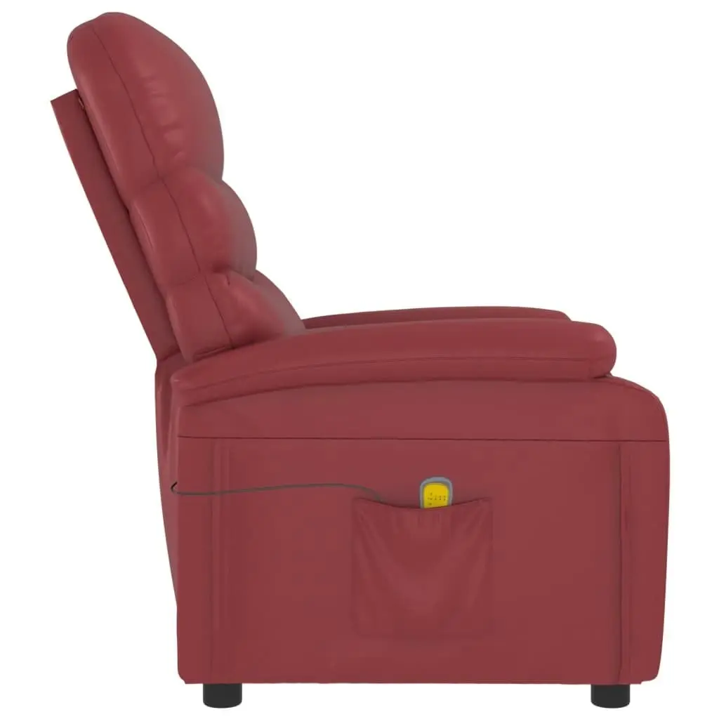 Massage Chair Wine Red Faux Leather 342697