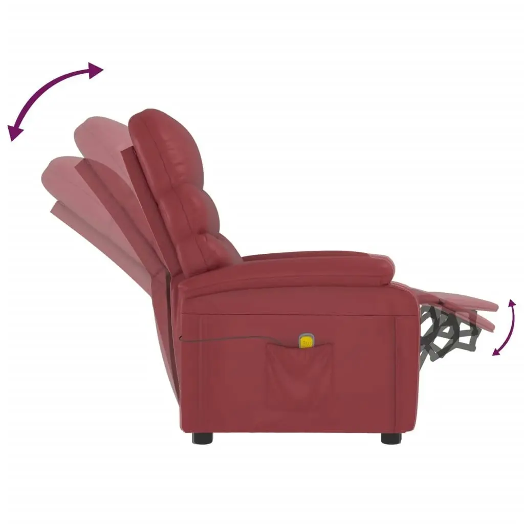 Massage Chair Wine Red Faux Leather 342697