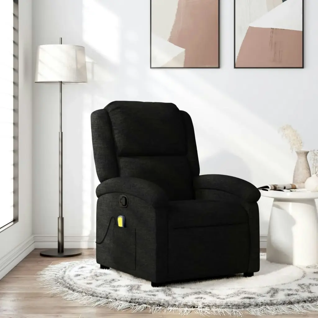 Massage Recliner Chair Black Fabric 371765