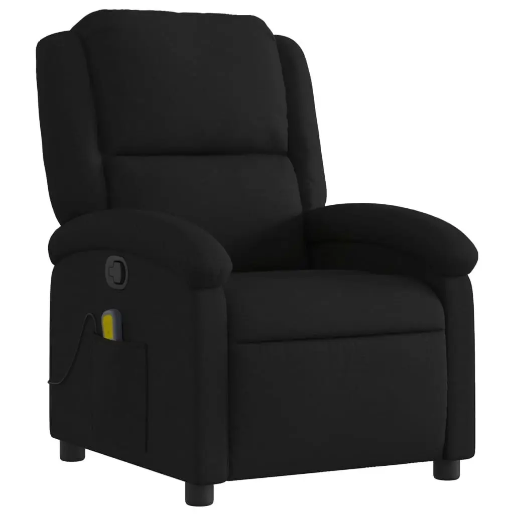 Massage Recliner Chair Black Fabric 371765