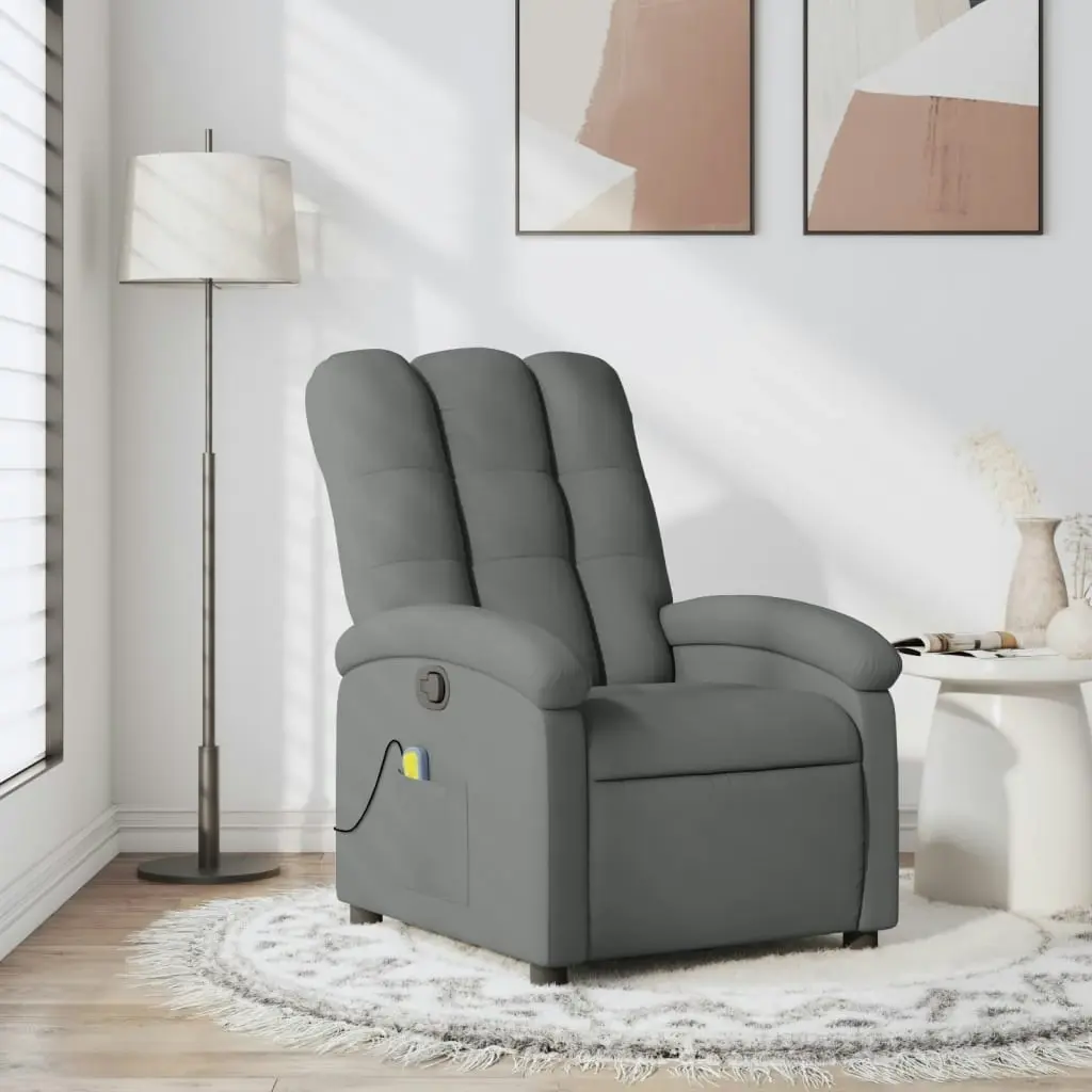 Massage Recliner Chair Dark Grey Fabric 3205385