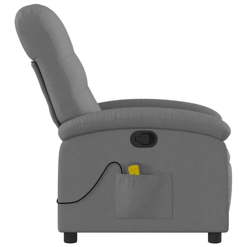 Massage Recliner Chair Dark Grey Fabric 3205385