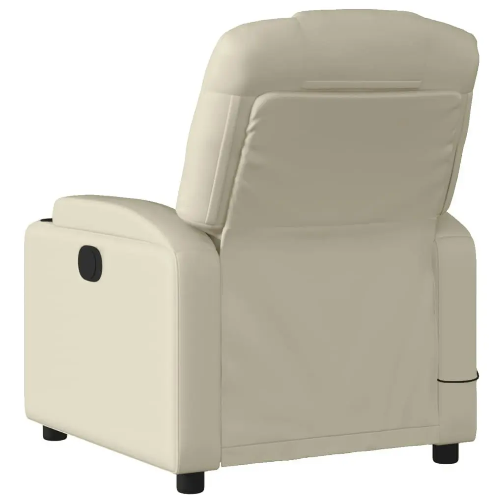 Massage Recliner Chair Cream Faux Leather 372397