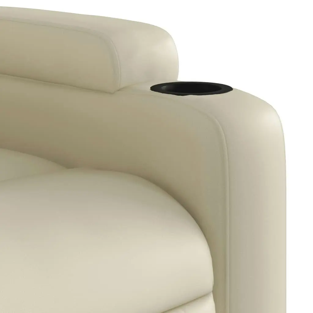 Massage Recliner Chair Cream Faux Leather 372397