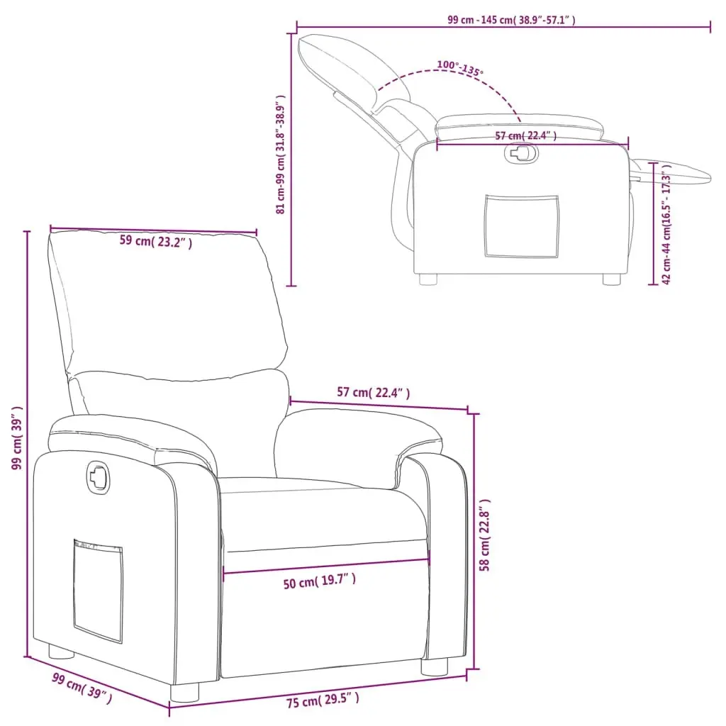 Recliner Chair Dark Grey Fabric 3205681