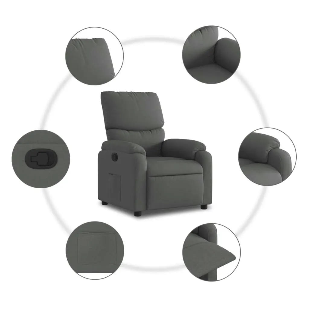 Recliner Chair Dark Grey Fabric 3205681