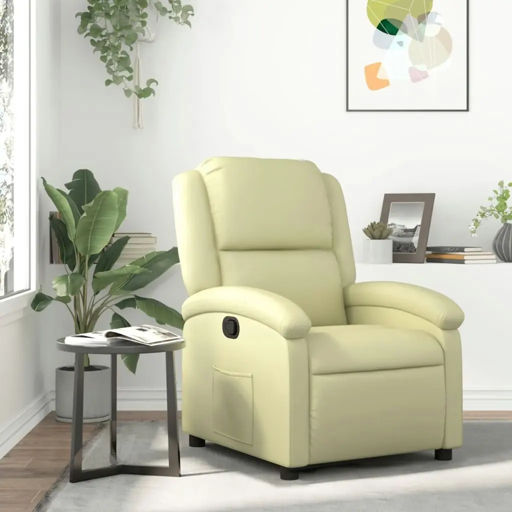 Recliner Chair Cream Real Leather 371791