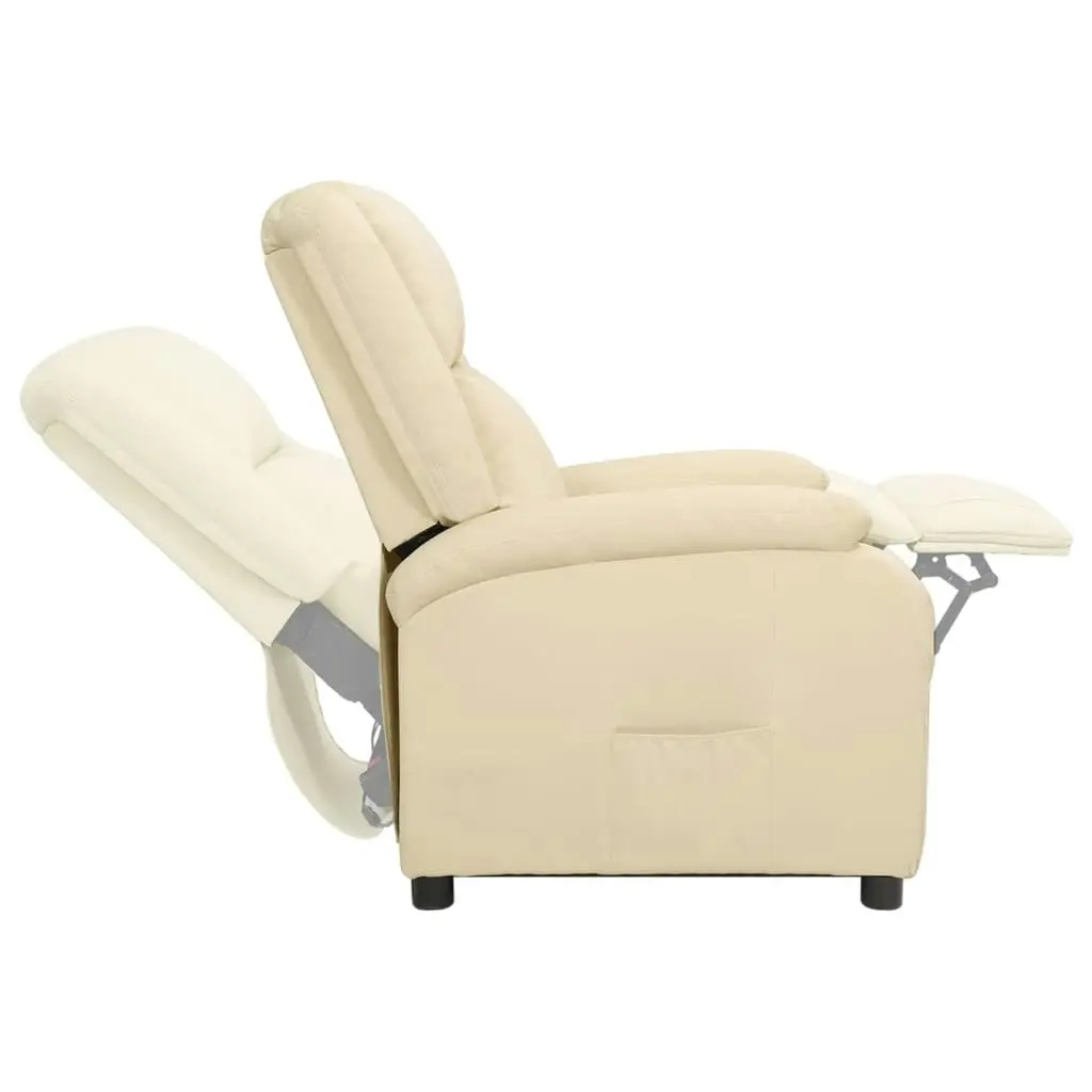 Recliner Chair Cream Real Leather 340202