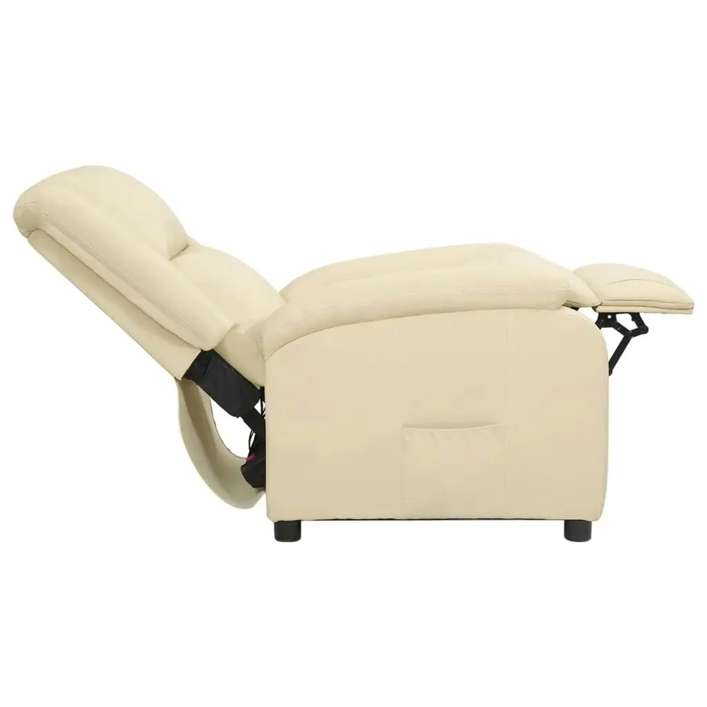 Recliner Chair Cream Real Leather 340202