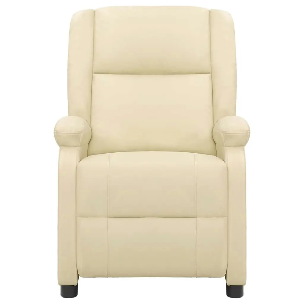 Recliner Chair Cream Real Leather 340202