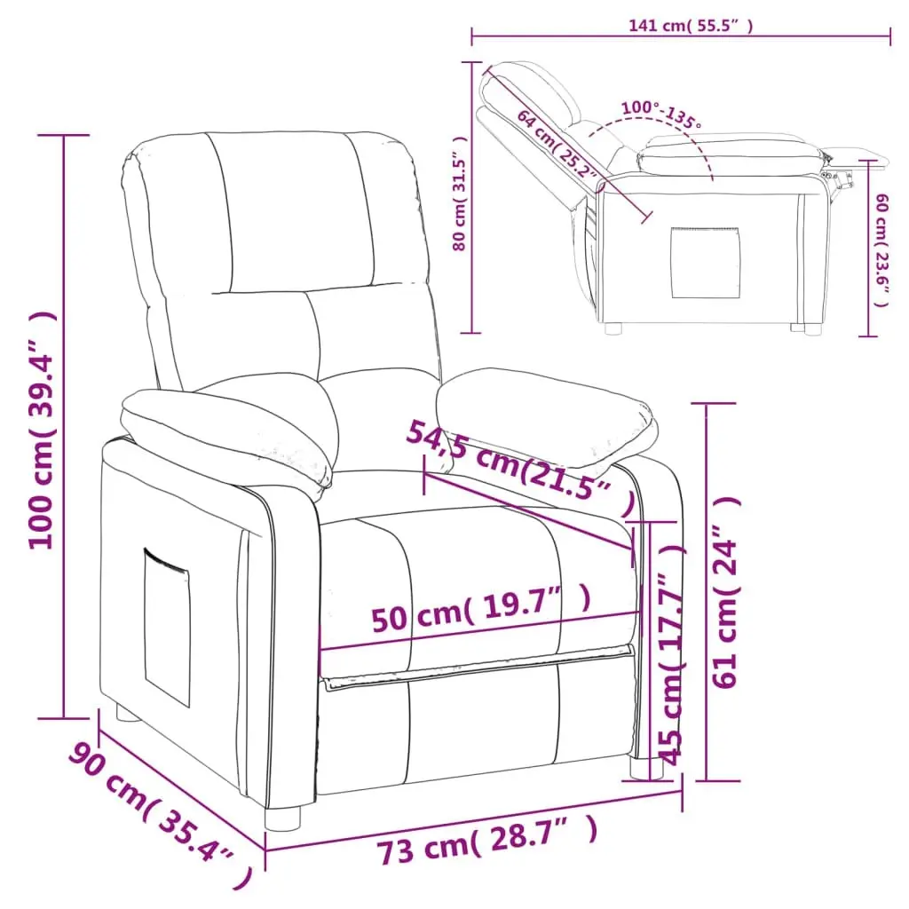 Recliner Chair Light Grey Fabric 348275