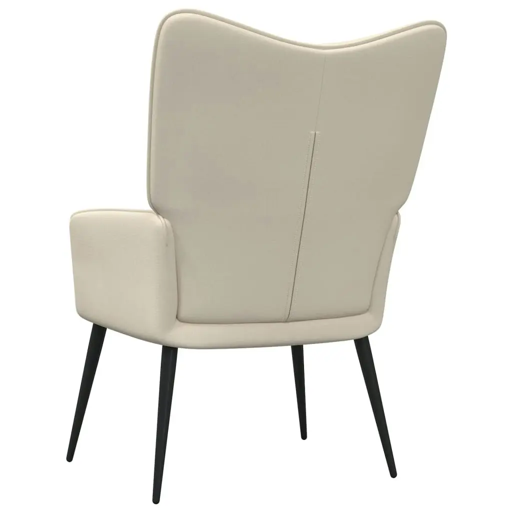 Relaxing Chair with a Stool Cream Fabric 327954