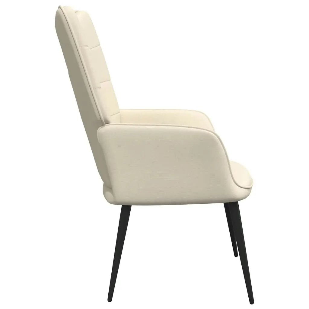 Relaxing Chair with a Stool Cream Fabric 327954