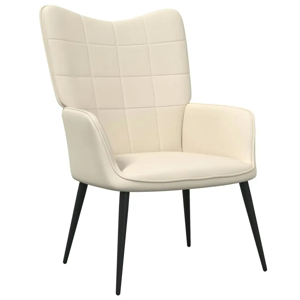 Relaxing Chair with a Stool Cream Fabric 327954