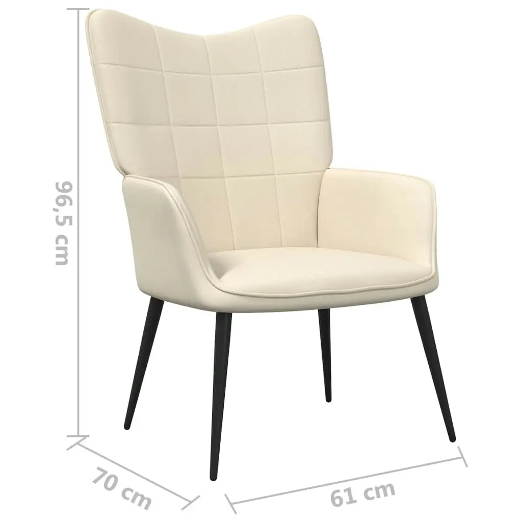 Relaxing Chair with a Stool Cream Fabric 327954