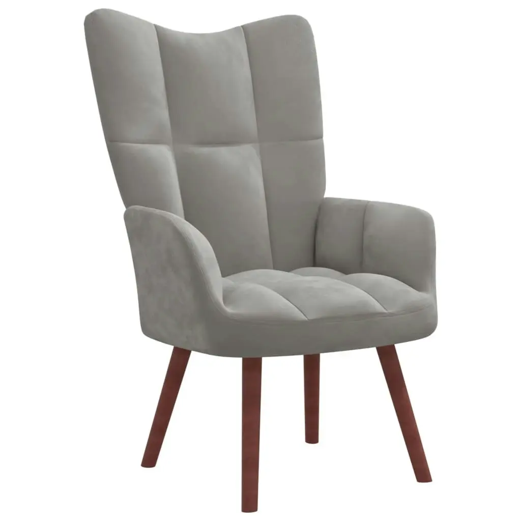 Relaxing Chair with a Stool Light Grey Velvet 328062