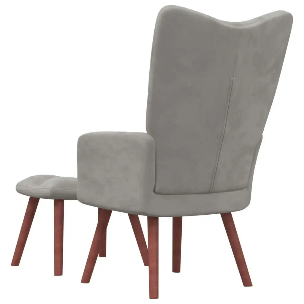 Relaxing Chair with a Stool Light Grey Velvet 328062