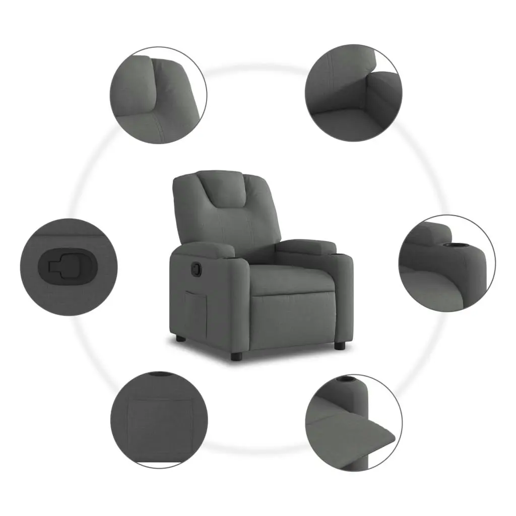 Recliner Chair Dark Grey Fabric 3205509