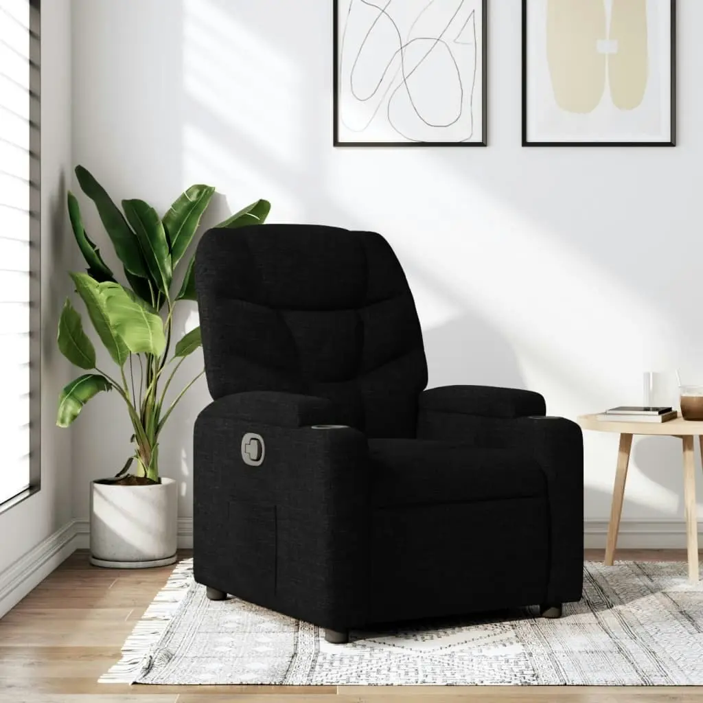 Recliner Chair Black Fabric 372443