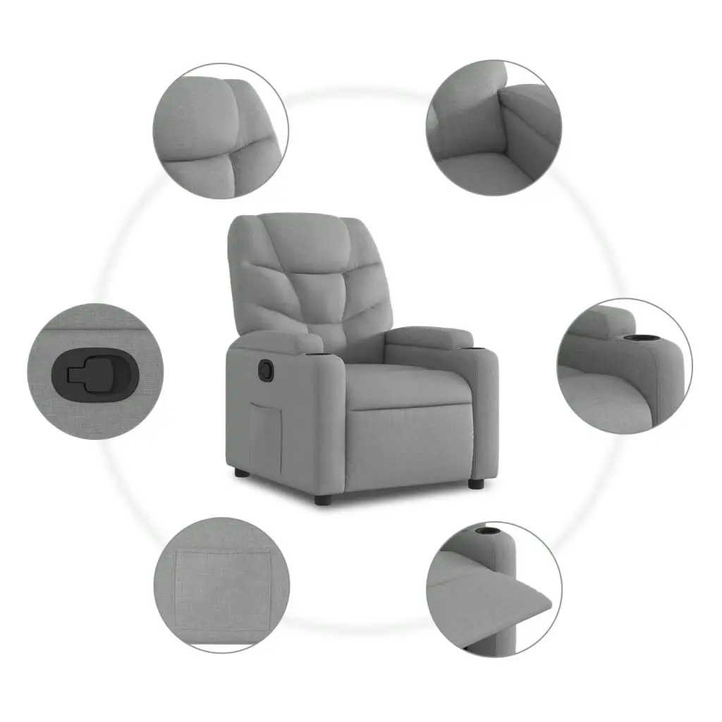 Recliner Chair Light Grey Fabric 3205608