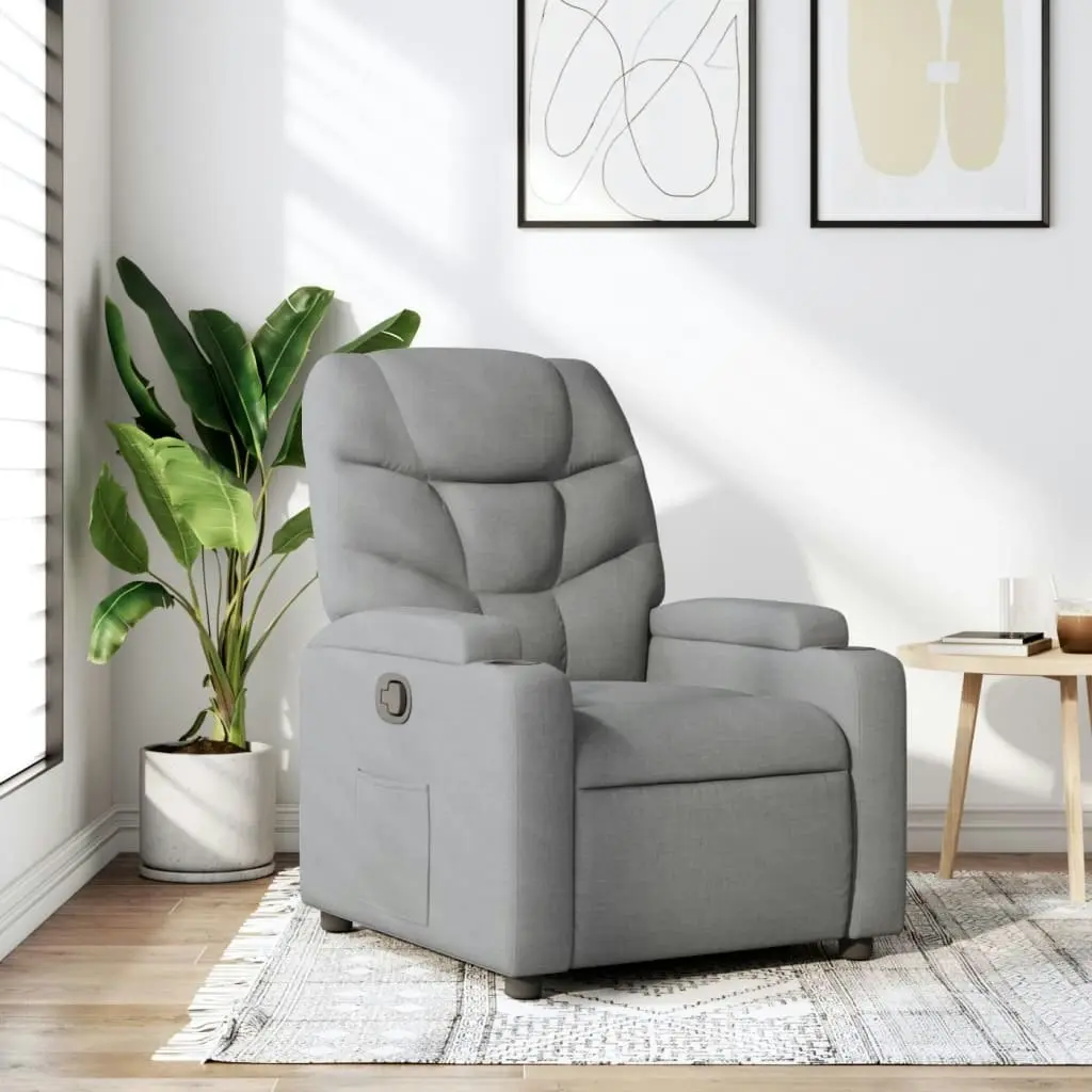 Recliner Chair Light Grey Fabric 3205608