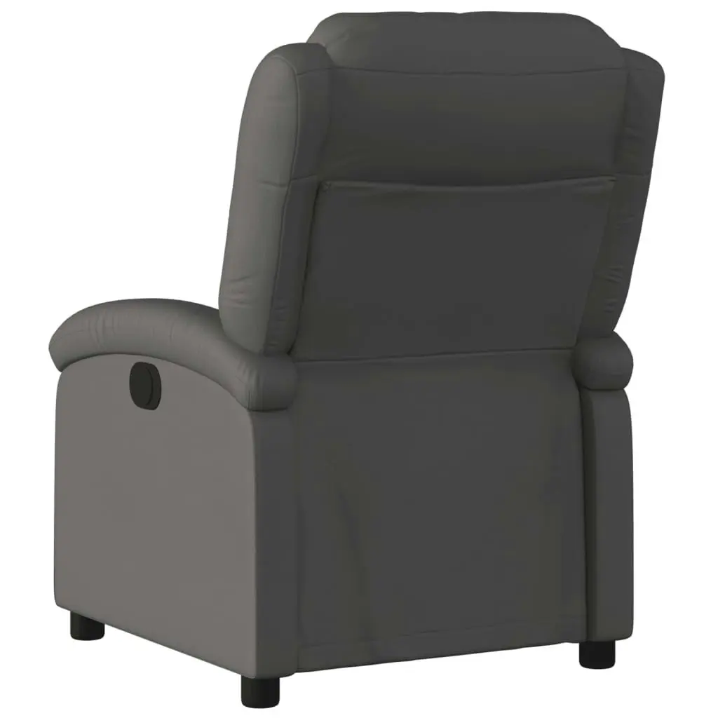 Recliner Chair Grey Real Leather 371792