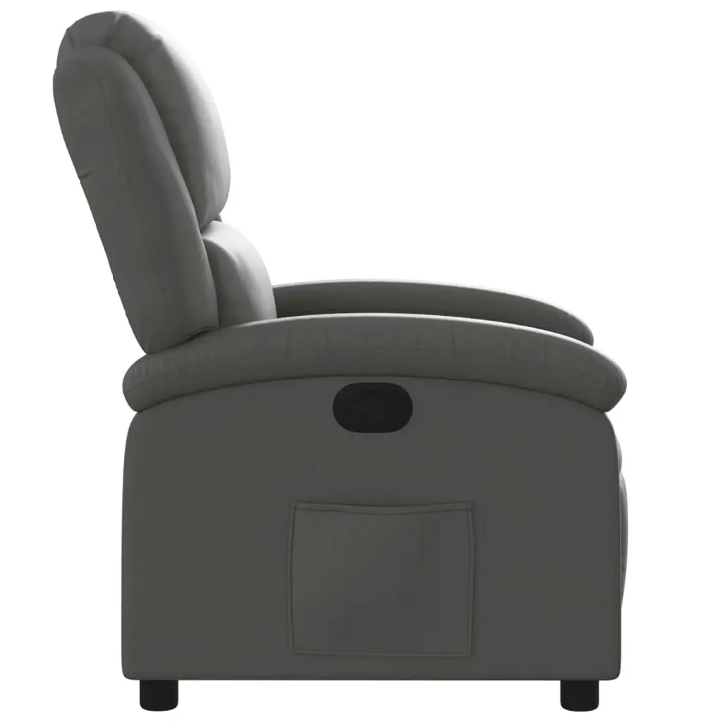 Recliner Chair Grey Real Leather 371792