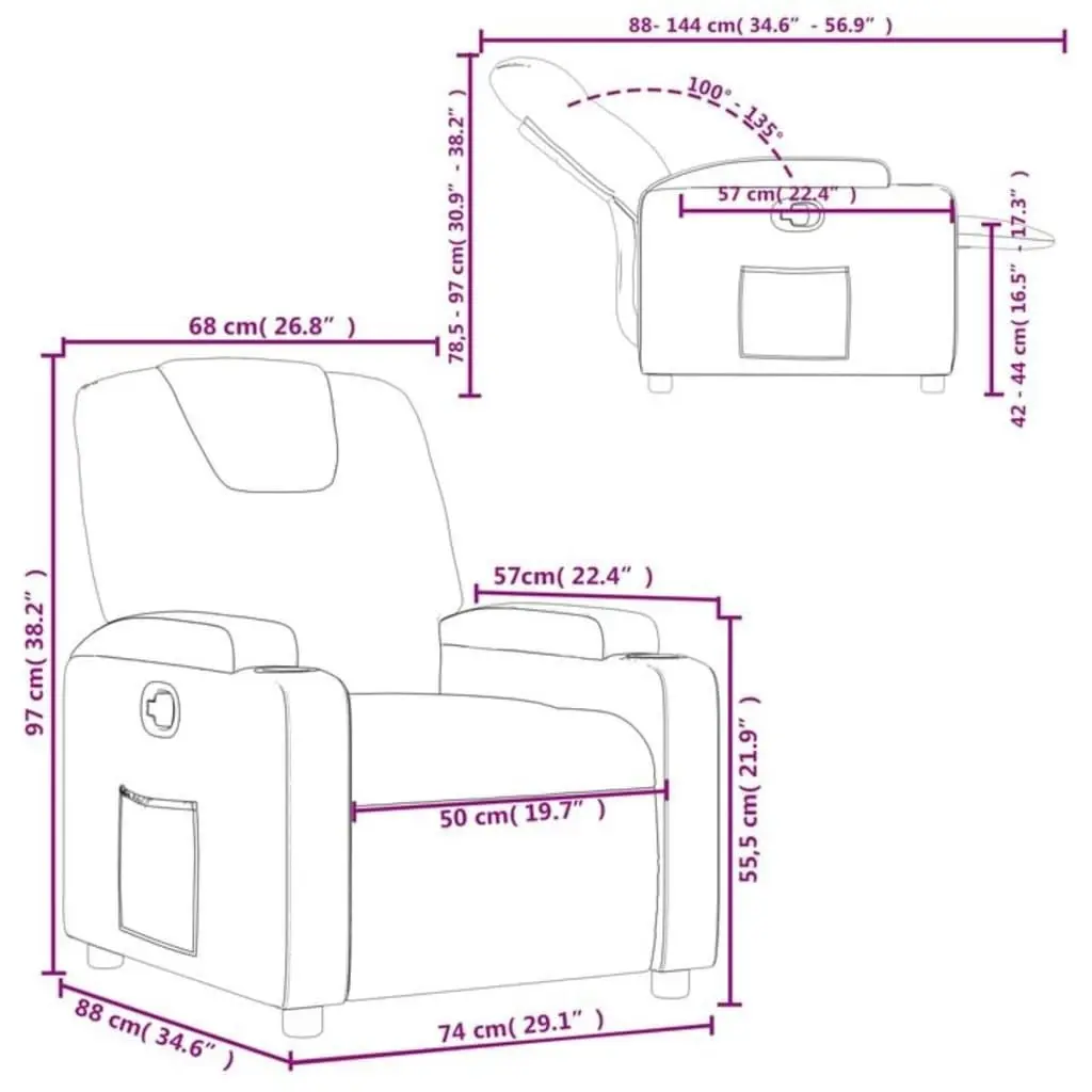 Recliner Chair Dark Grey Fabric 372366