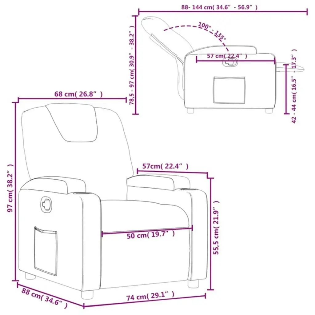 Recliner Chair Light Grey Fabric 372365