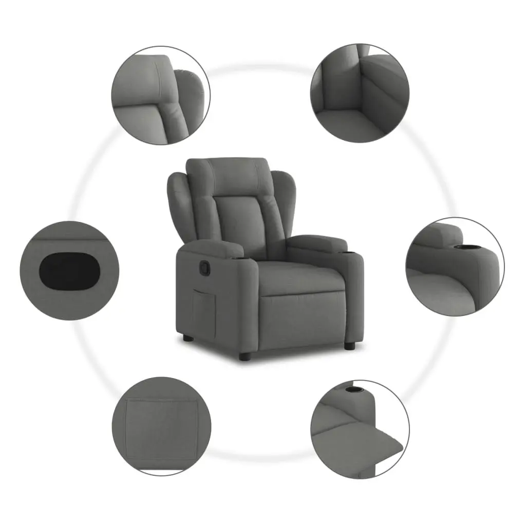 Recliner Chair Dark Grey Fabric 372404