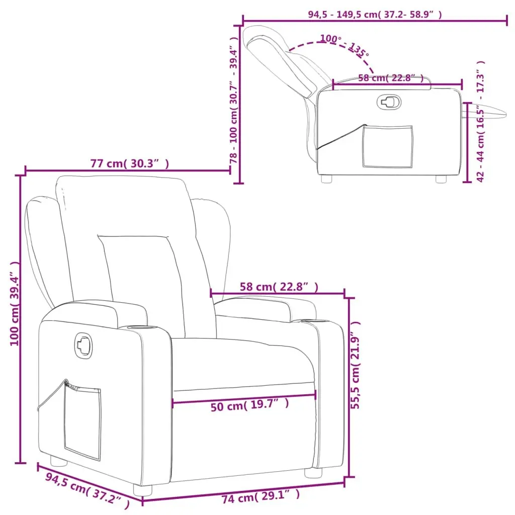 Recliner Chair Dark Grey Fabric 372404