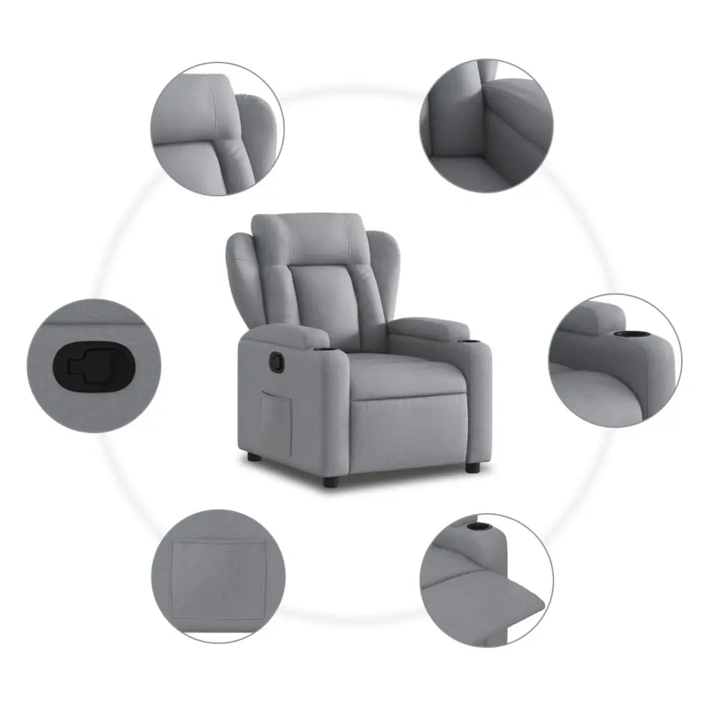 Recliner Chair Light Grey Fabric 372403