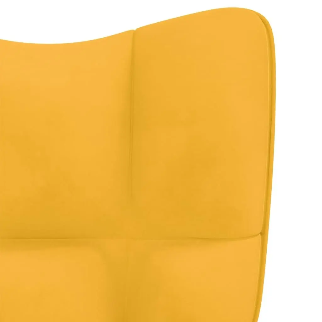 Rocking Chair with a Stool Mustard Yellow Velvet 328157