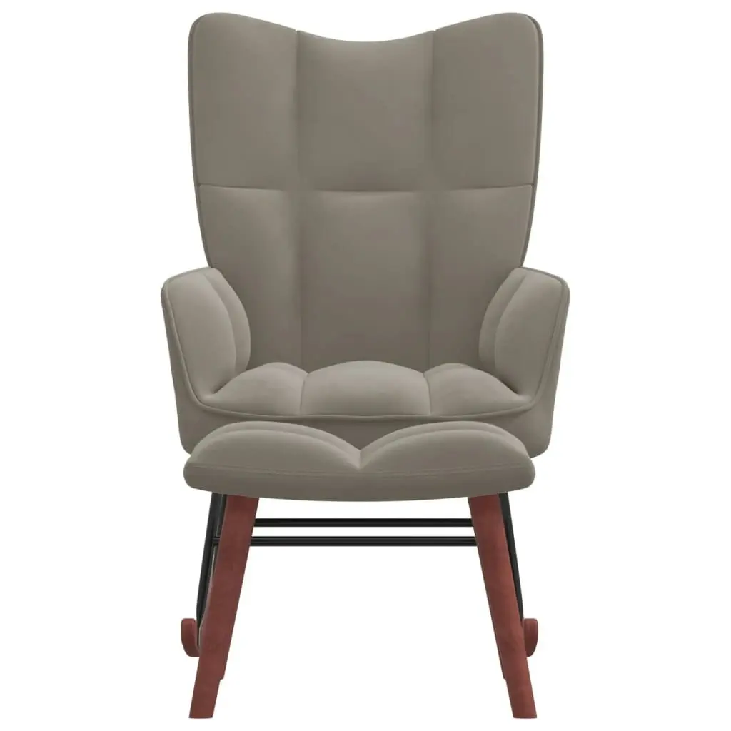 Rocking Chair with a Stool Light Grey Velvet 328150