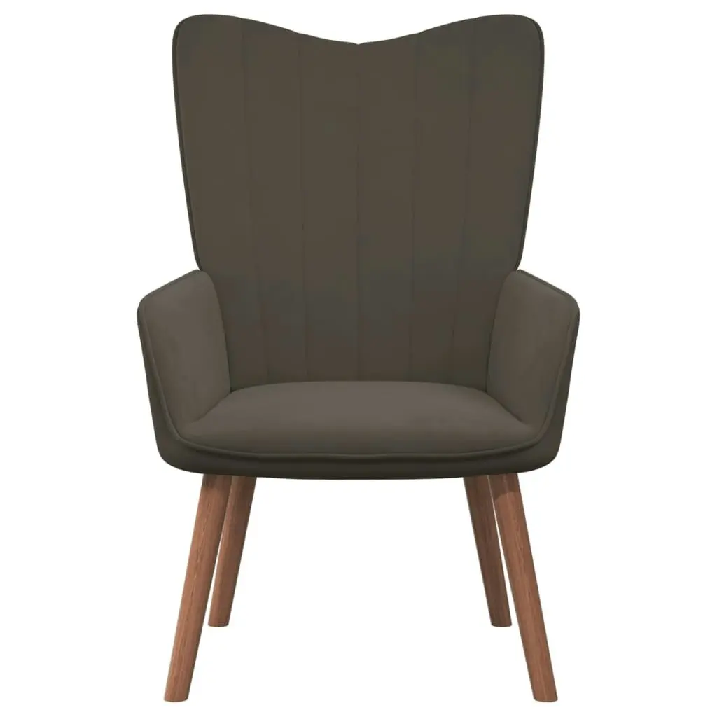 Relaxing Chair with a Stool Dark Grey Velvet 327667