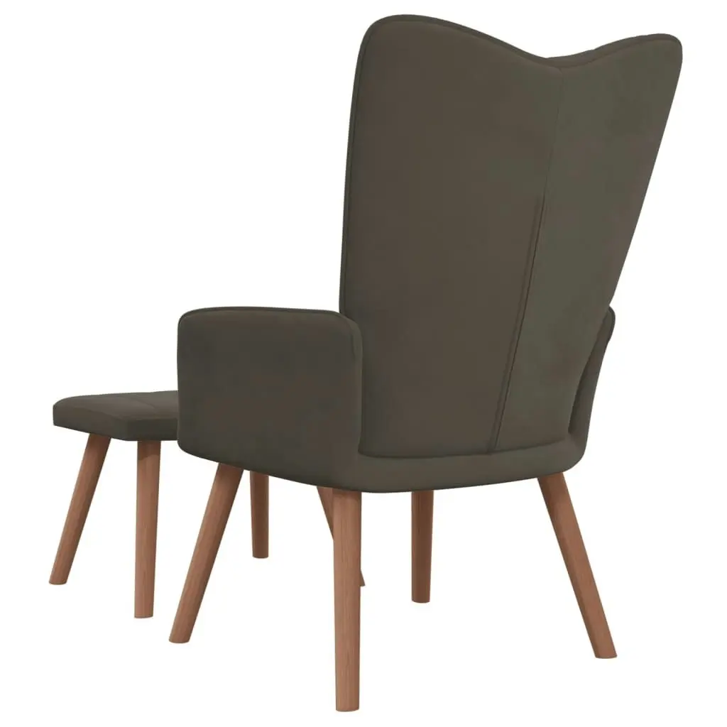 Relaxing Chair with a Stool Dark Grey Velvet 327667