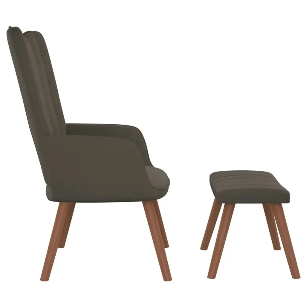 Relaxing Chair with a Stool Dark Grey Velvet 327667